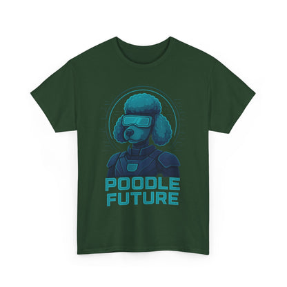 Poodle Future Graphic Tee, Unisex Heavy Cotton T-Shirt, Futuristic Dog Shirt, Pet Lover Gift, Casual Wear