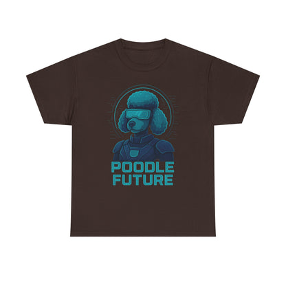 Poodle Future Graphic Tee, Unisex Heavy Cotton T-Shirt, Futuristic Dog Shirt, Pet Lover Gift, Casual Wear