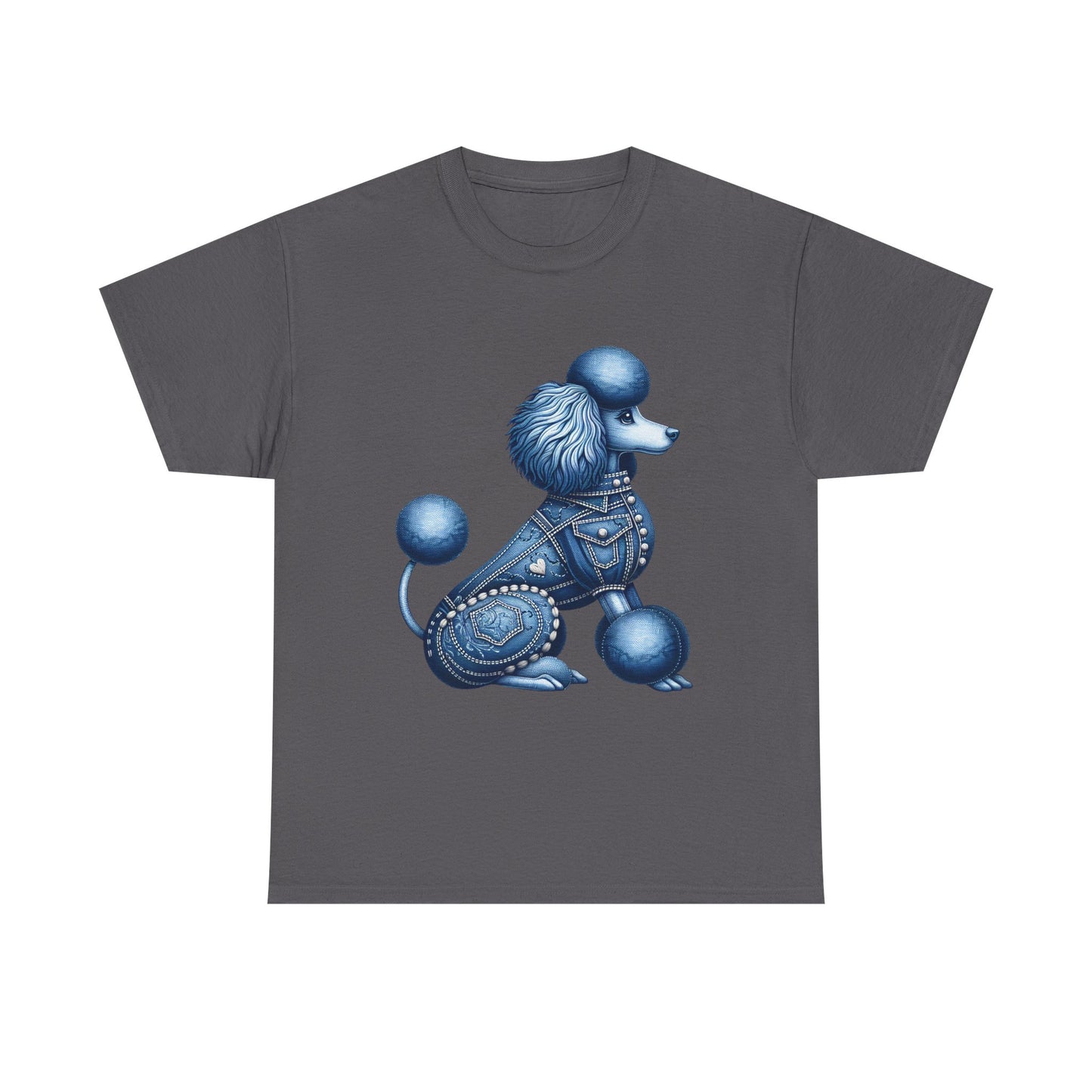 Blue Poodle Unisex Heavy Cotton Tee, Dog Lovers Gift, Fun Pet Apparel, Casual Outfit, Cute Animal Shirt