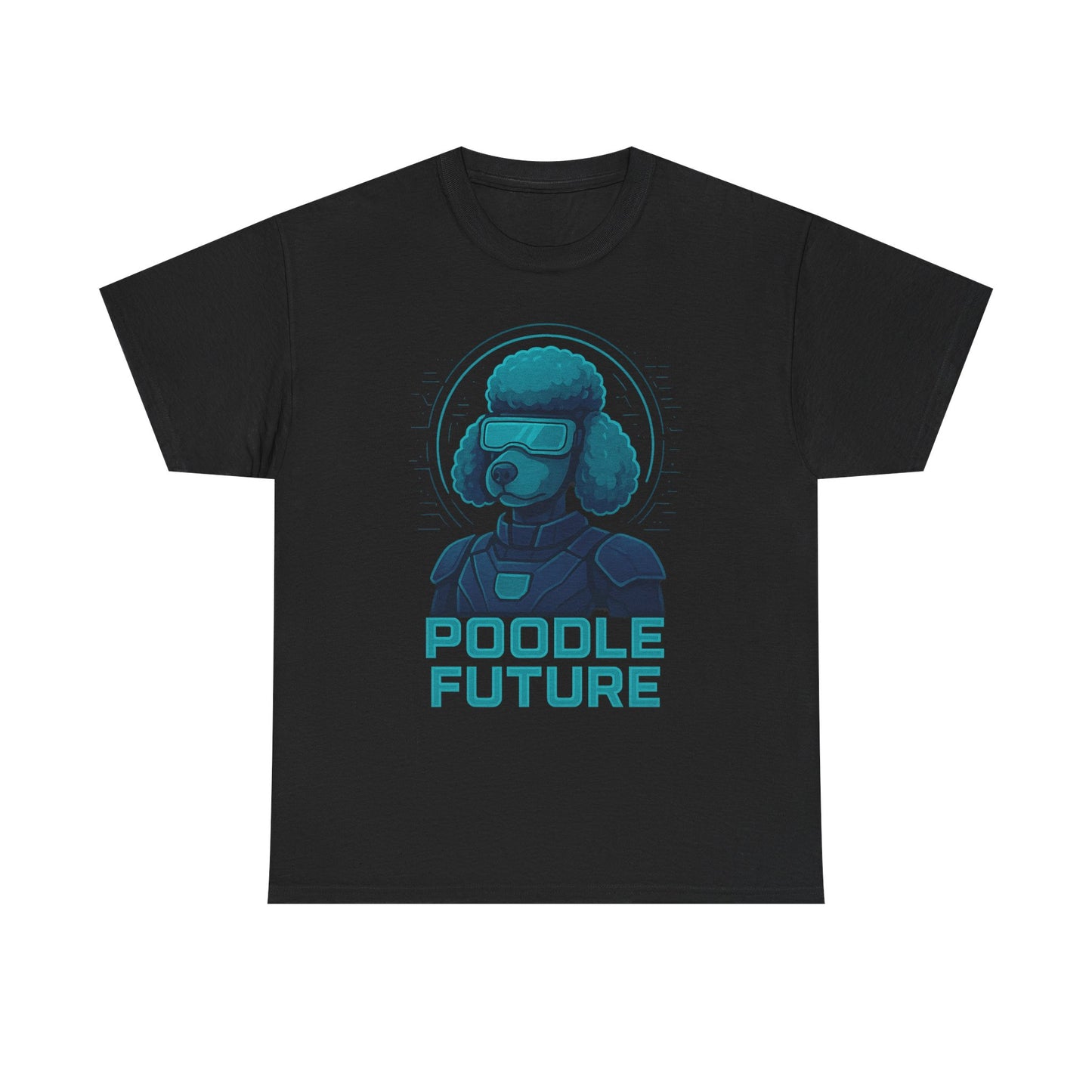 Poodle Future Graphic Tee, Unisex Heavy Cotton T-Shirt, Futuristic Dog Shirt, Pet Lover Gift, Casual Wear