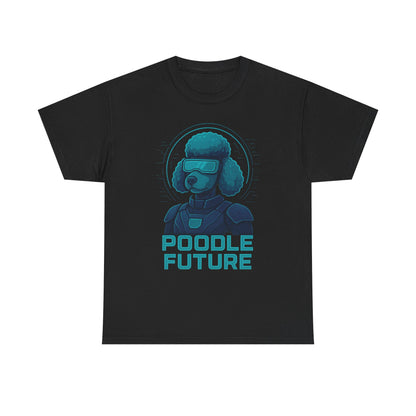 Poodle Future Graphic Tee, Unisex Heavy Cotton T-Shirt, Futuristic Dog Shirt, Pet Lover Gift, Casual Wear