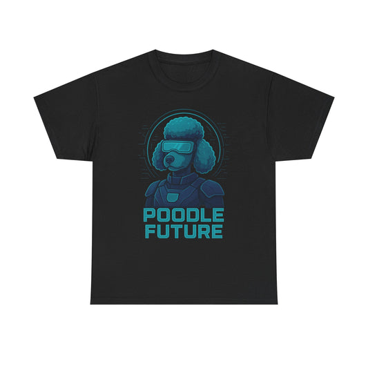 Poodle Future Graphic Tee, Unisex Heavy Cotton T-Shirt, Futuristic Dog Shirt, Pet Lover Gift, Casual Wear