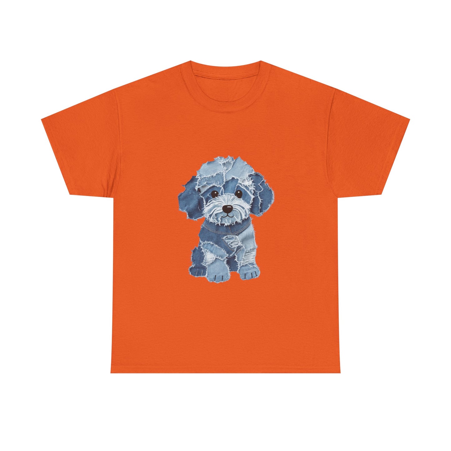 Blue Pup Unisex Heavy Cotton Tee, Dog Lover Gift, Pet Art T-Shirt, Casual Streetwear, Animal Lover Apparel