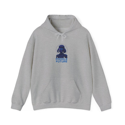 Unisex Heavy Blend™ Hoodie with 'Double Future' Design, Cozy Streetwear, Gift for Tech Lovers, Trendy Apparel, Casual Wear, Unisex Fashion