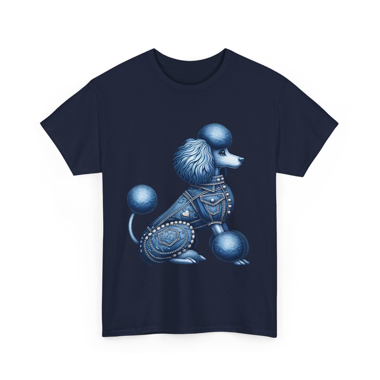 Blue Poodle Unisex Heavy Cotton Tee, Dog Lovers Gift, Fun Pet Apparel, Casual Outfit, Cute Animal Shirt