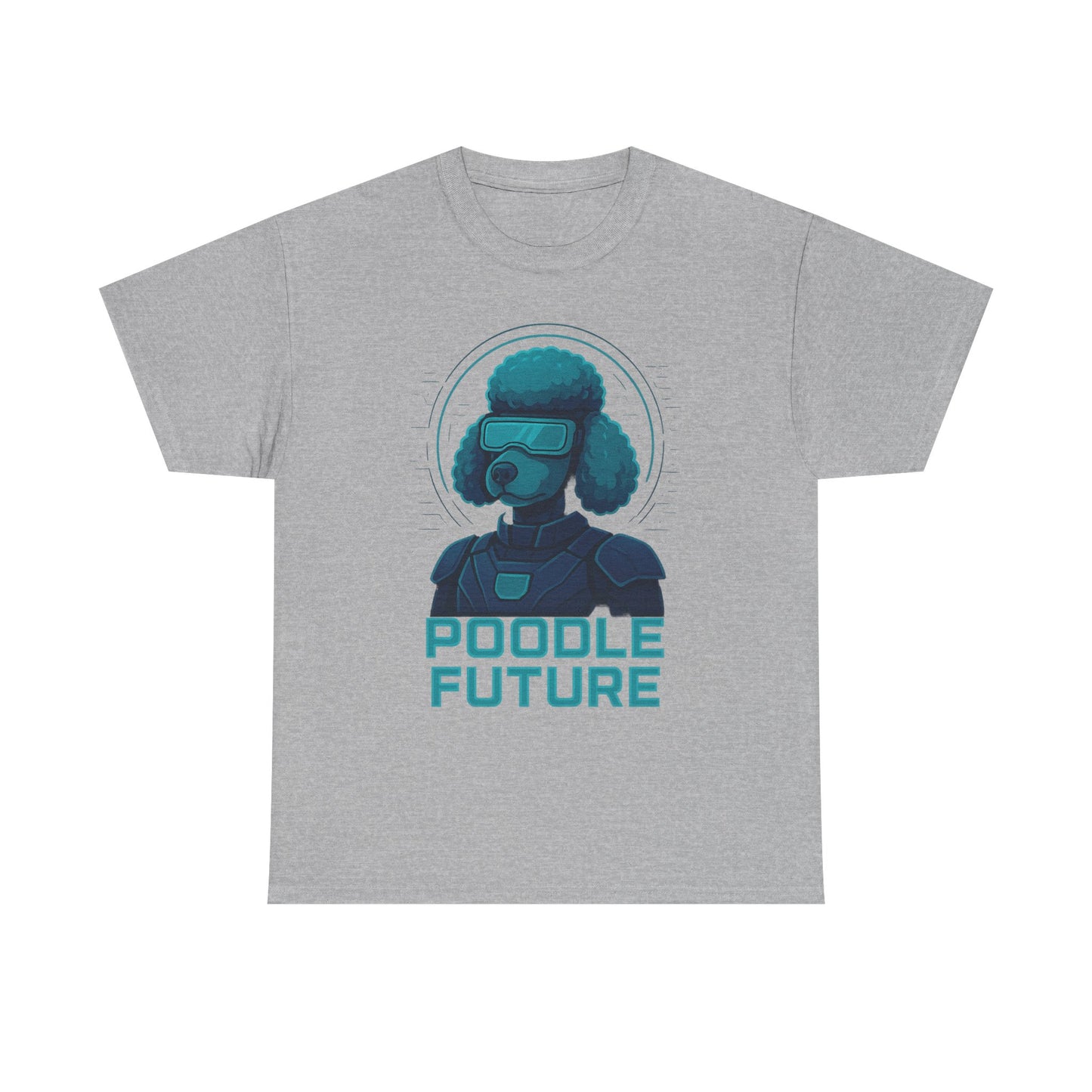 Poodle Future Graphic Tee, Unisex Heavy Cotton T-Shirt, Futuristic Dog Shirt, Pet Lover Gift, Casual Wear