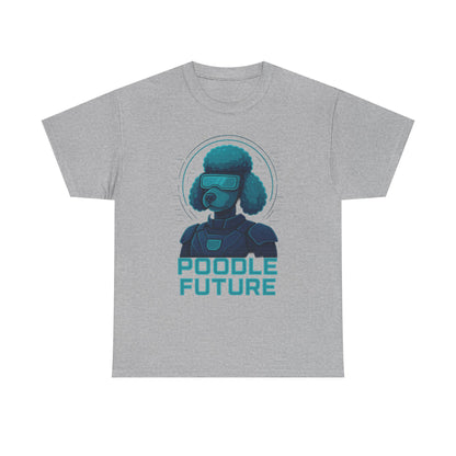 Poodle Future Graphic Tee, Unisex Heavy Cotton T-Shirt, Futuristic Dog Shirt, Pet Lover Gift, Casual Wear