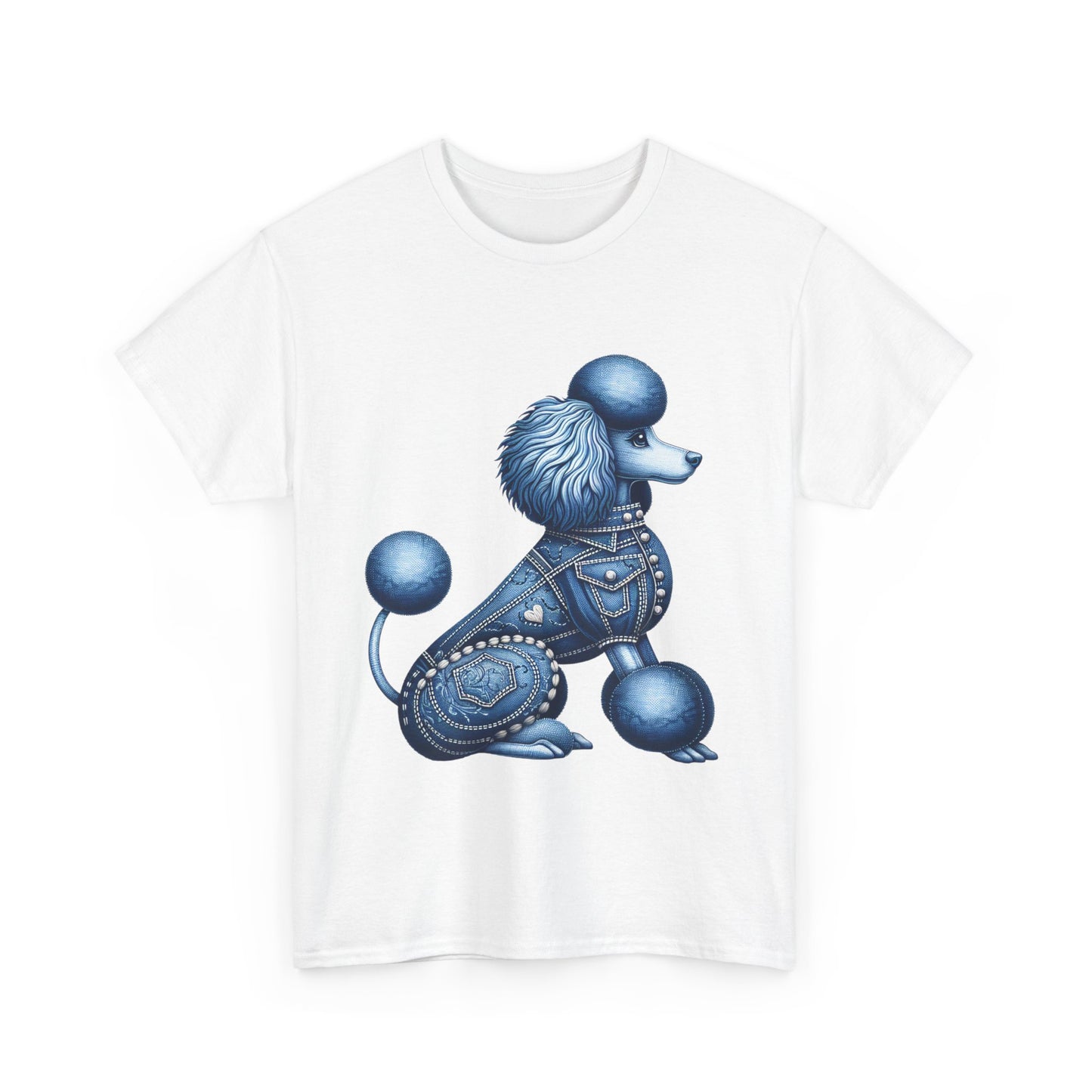 Blue Poodle Unisex Heavy Cotton Tee, Dog Lovers Gift, Fun Pet Apparel, Casual Outfit, Cute Animal Shirt