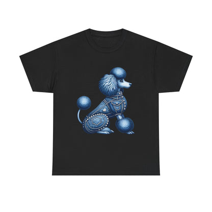 Blue Poodle Unisex Heavy Cotton Tee, Dog Lovers Gift, Fun Pet Apparel, Casual Outfit, Cute Animal Shirt