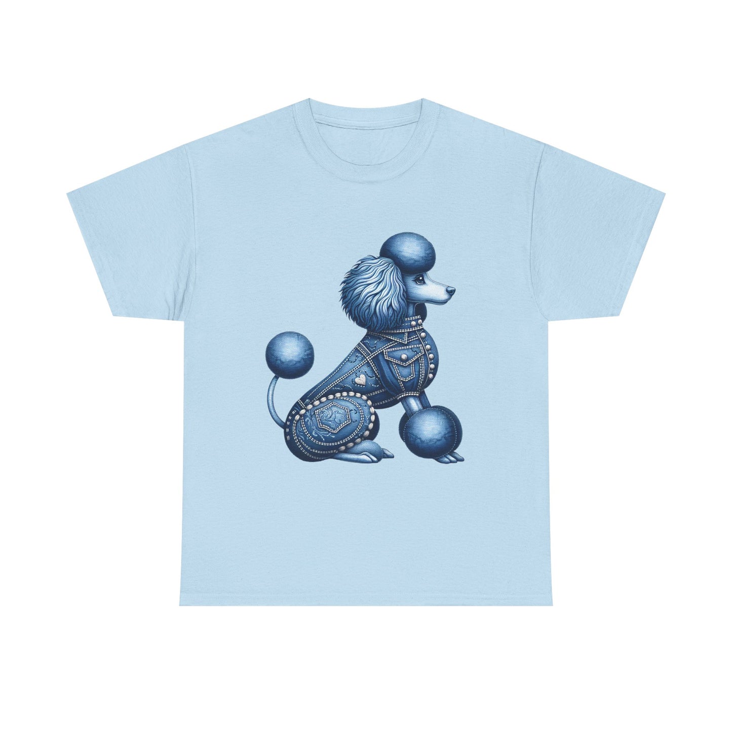 Blue Poodle Unisex Heavy Cotton Tee, Dog Lovers Gift, Fun Pet Apparel, Casual Outfit, Cute Animal Shirt