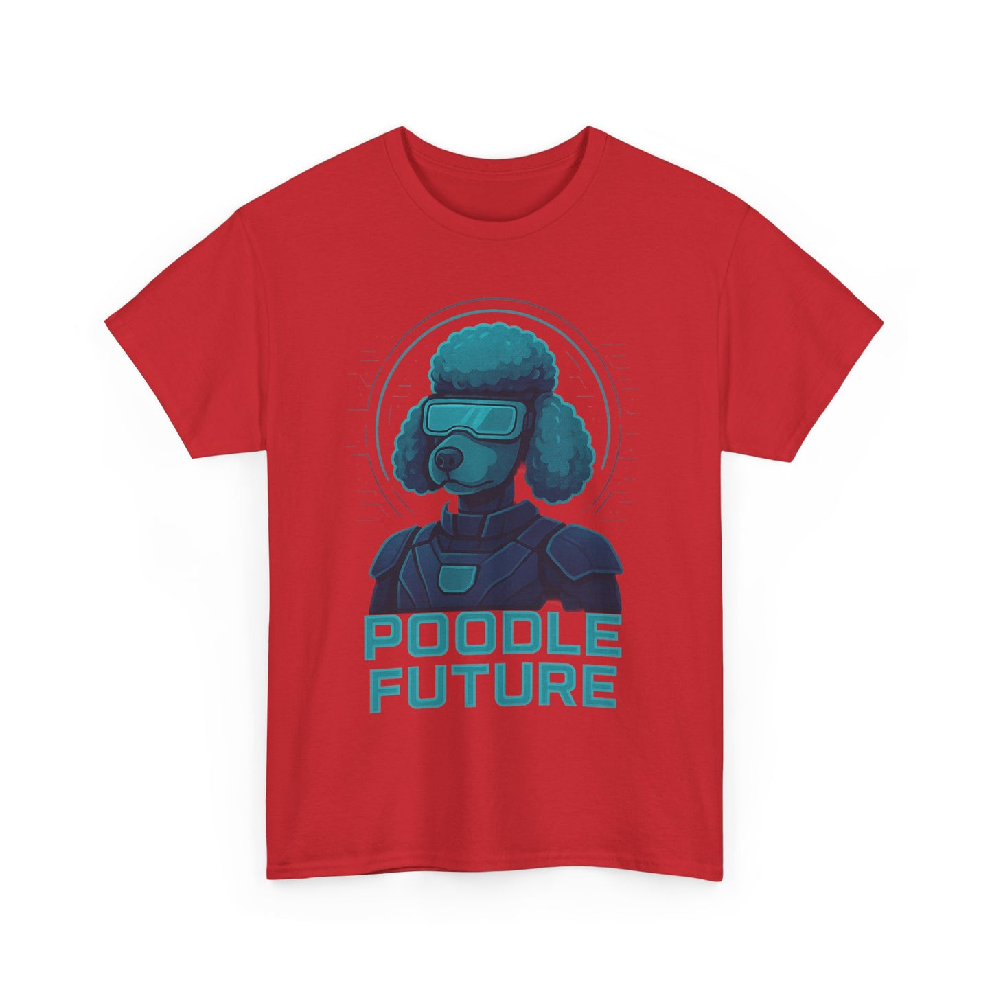 Poodle Future Graphic Tee, Unisex Heavy Cotton T-Shirt, Futuristic Dog Shirt, Pet Lover Gift, Casual Wear