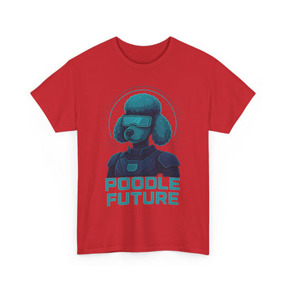Poodle Future Graphic Tee, Unisex Heavy Cotton T-Shirt, Futuristic Dog Shirt, Pet Lover Gift, Casual Wear