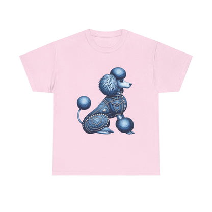 Blue Poodle Unisex Heavy Cotton Tee, Dog Lovers Gift, Fun Pet Apparel, Casual Outfit, Cute Animal Shirt