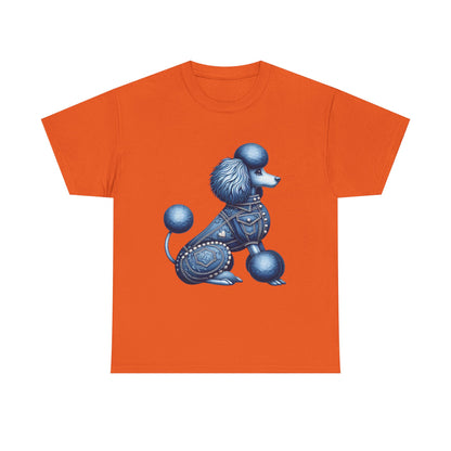 Blue Poodle Unisex Heavy Cotton Tee, Dog Lovers Gift, Fun Pet Apparel, Casual Outfit, Cute Animal Shirt