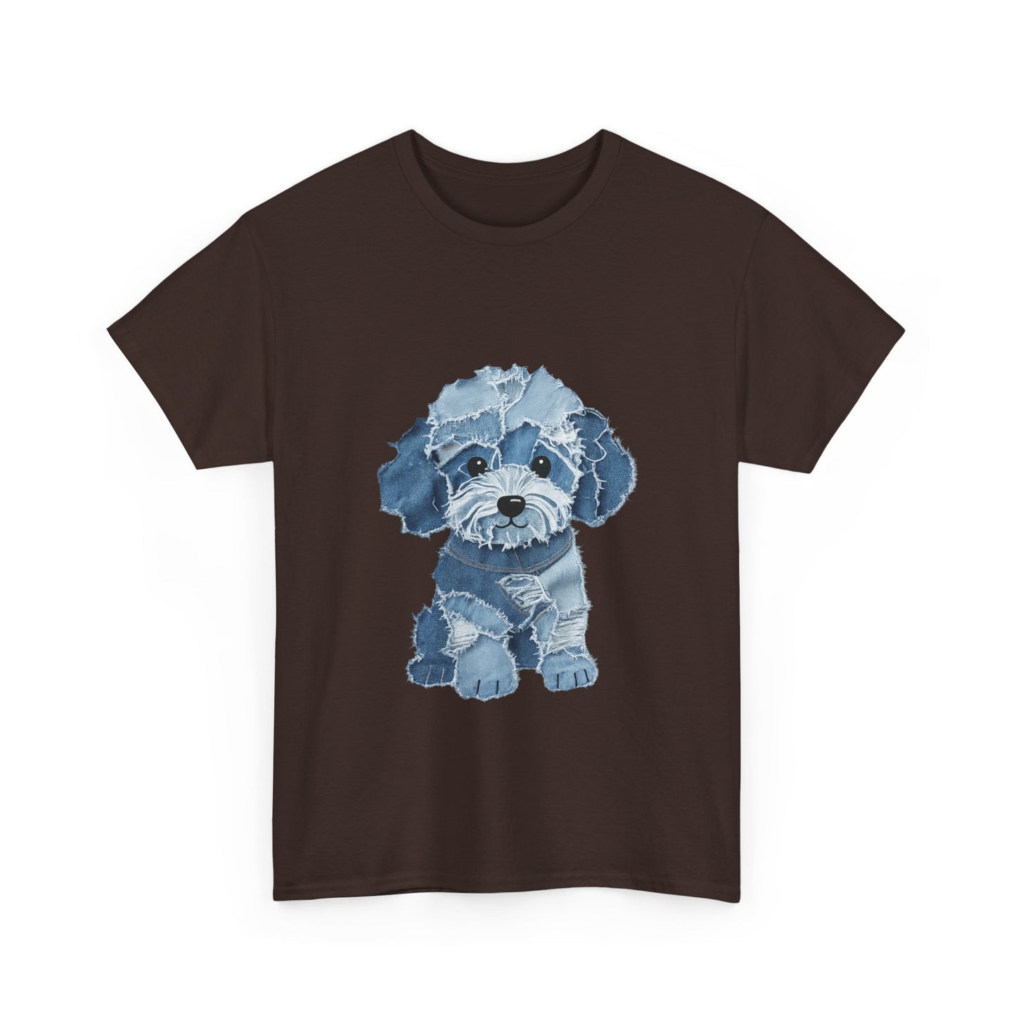 Blue Pup Unisex Heavy Cotton Tee, Dog Lover Gift, Pet Art T-Shirt, Casual Streetwear, Animal Lover Apparel
