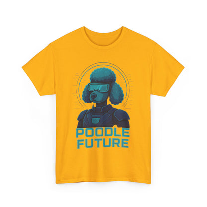 Poodle Future Graphic Tee, Unisex Heavy Cotton T-Shirt, Futuristic Dog Shirt, Pet Lover Gift, Casual Wear