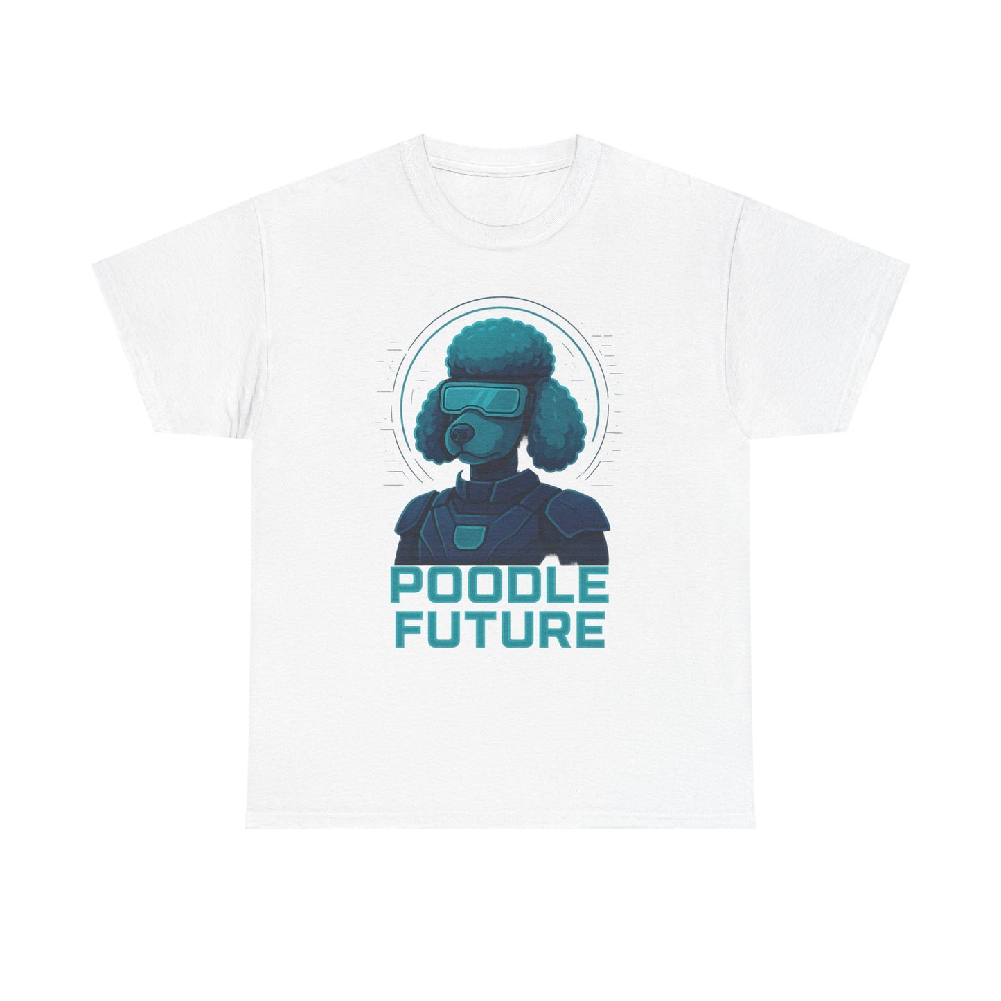 Poodle Future Graphic Tee, Unisex Heavy Cotton T-Shirt, Futuristic Dog Shirt, Pet Lover Gift, Casual Wear
