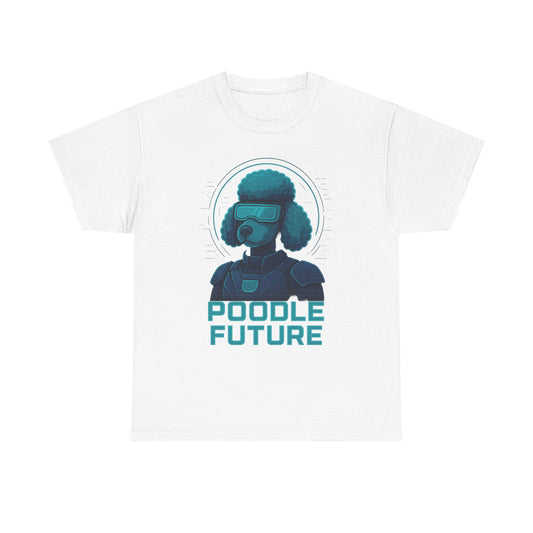 Poodle Future Graphic Tee, Unisex Heavy Cotton T-Shirt, Futuristic Dog Shirt, Pet Lover Gift, Casual Wear