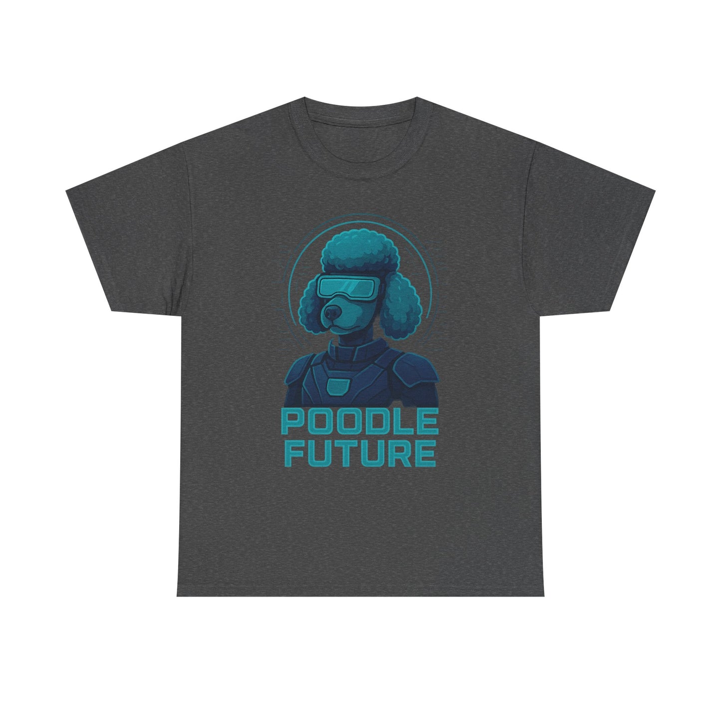 Poodle Future Graphic Tee, Unisex Heavy Cotton T-Shirt, Futuristic Dog Shirt, Pet Lover Gift, Casual Wear