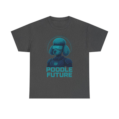 Poodle Future Graphic Tee, Unisex Heavy Cotton T-Shirt, Futuristic Dog Shirt, Pet Lover Gift, Casual Wear