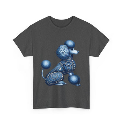 Blue Poodle Unisex Heavy Cotton Tee, Dog Lovers Gift, Fun Pet Apparel, Casual Outfit, Cute Animal Shirt