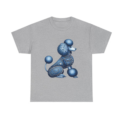 Blue Poodle Unisex Heavy Cotton Tee, Dog Lovers Gift, Fun Pet Apparel, Casual Outfit, Cute Animal Shirt