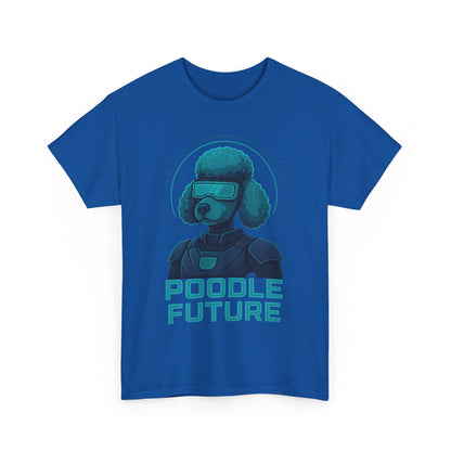 Poodle Future Graphic Tee, Unisex Heavy Cotton T-Shirt, Futuristic Dog Shirt, Pet Lover Gift, Casual Wear