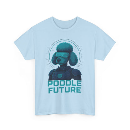 Poodle Future Graphic Tee, Unisex Heavy Cotton T-Shirt, Futuristic Dog Shirt, Pet Lover Gift, Casual Wear