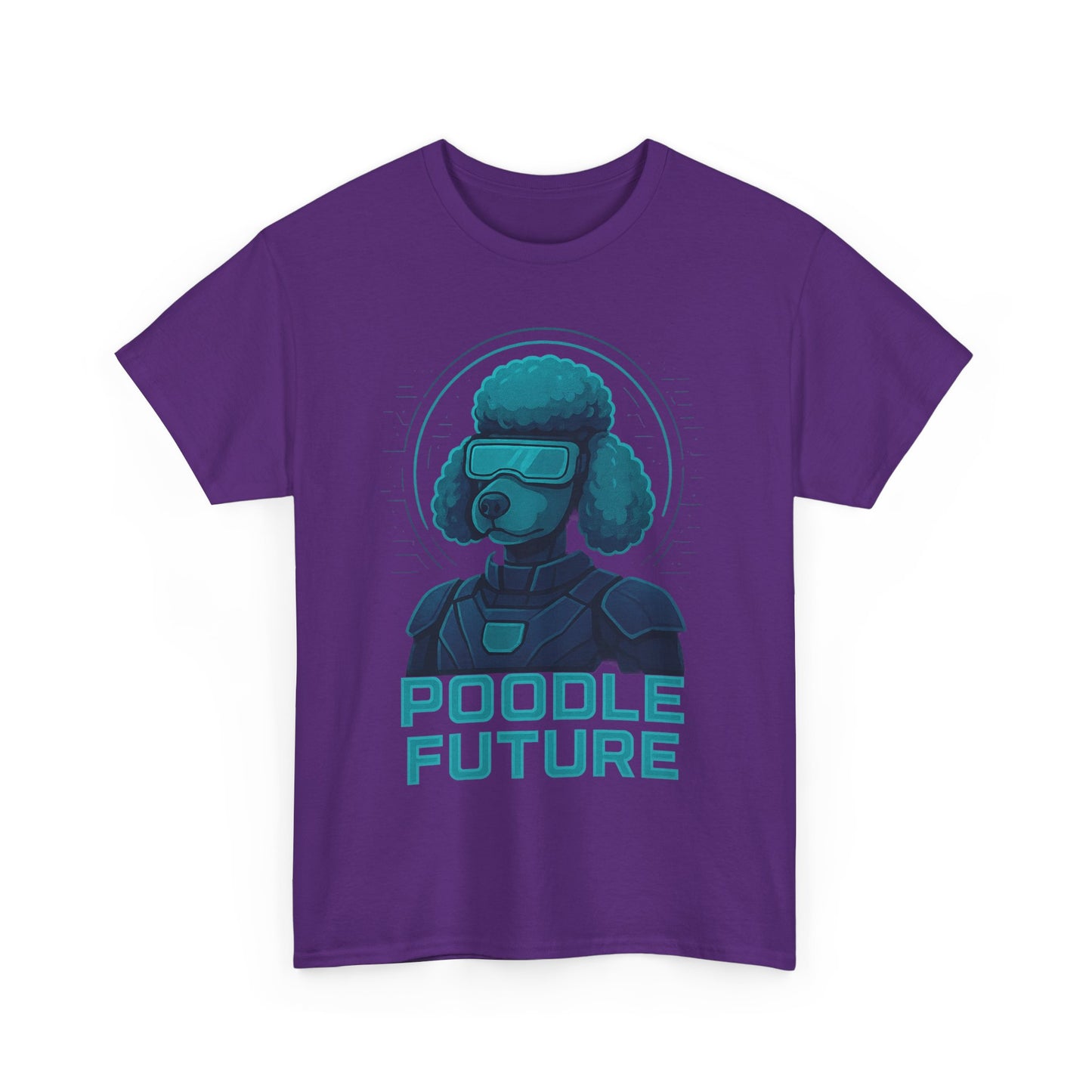 Poodle Future Graphic Tee, Unisex Heavy Cotton T-Shirt, Futuristic Dog Shirt, Pet Lover Gift, Casual Wear