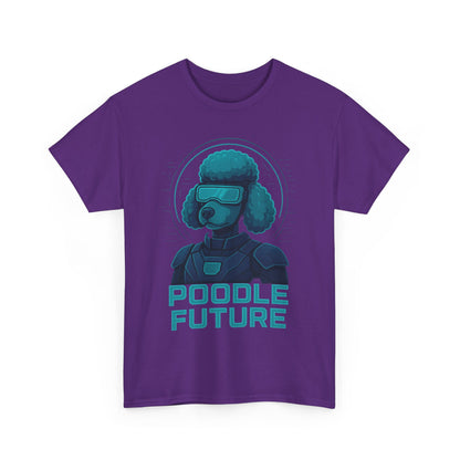 Poodle Future Graphic Tee, Unisex Heavy Cotton T-Shirt, Futuristic Dog Shirt, Pet Lover Gift, Casual Wear
