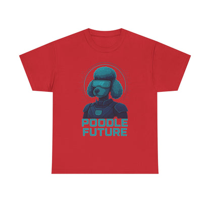 Poodle Future Graphic Tee, Unisex Heavy Cotton T-Shirt, Futuristic Dog Shirt, Pet Lover Gift, Casual Wear