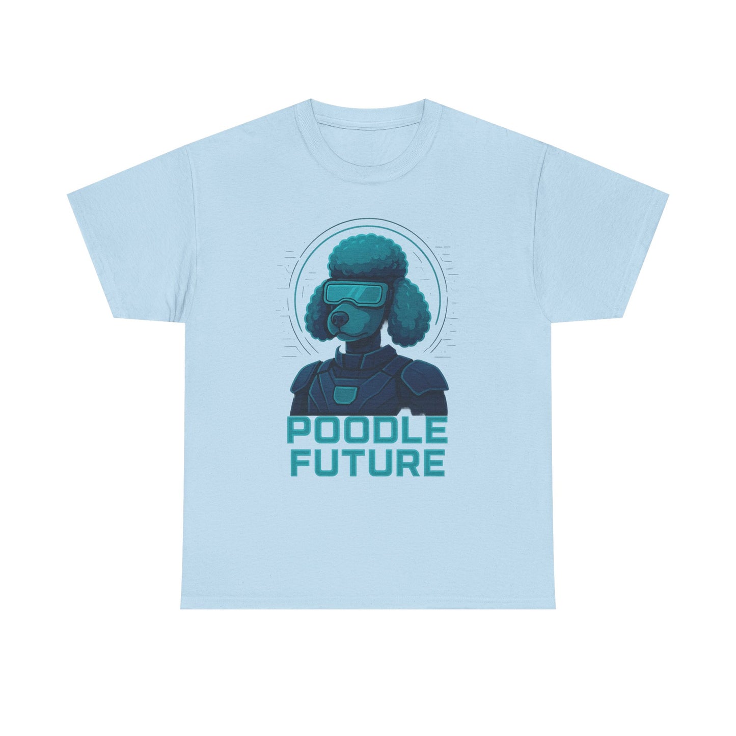 Poodle Future Graphic Tee, Unisex Heavy Cotton T-Shirt, Futuristic Dog Shirt, Pet Lover Gift, Casual Wear