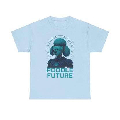 Poodle Future Graphic Tee, Unisex Heavy Cotton T-Shirt, Futuristic Dog Shirt, Pet Lover Gift, Casual Wear