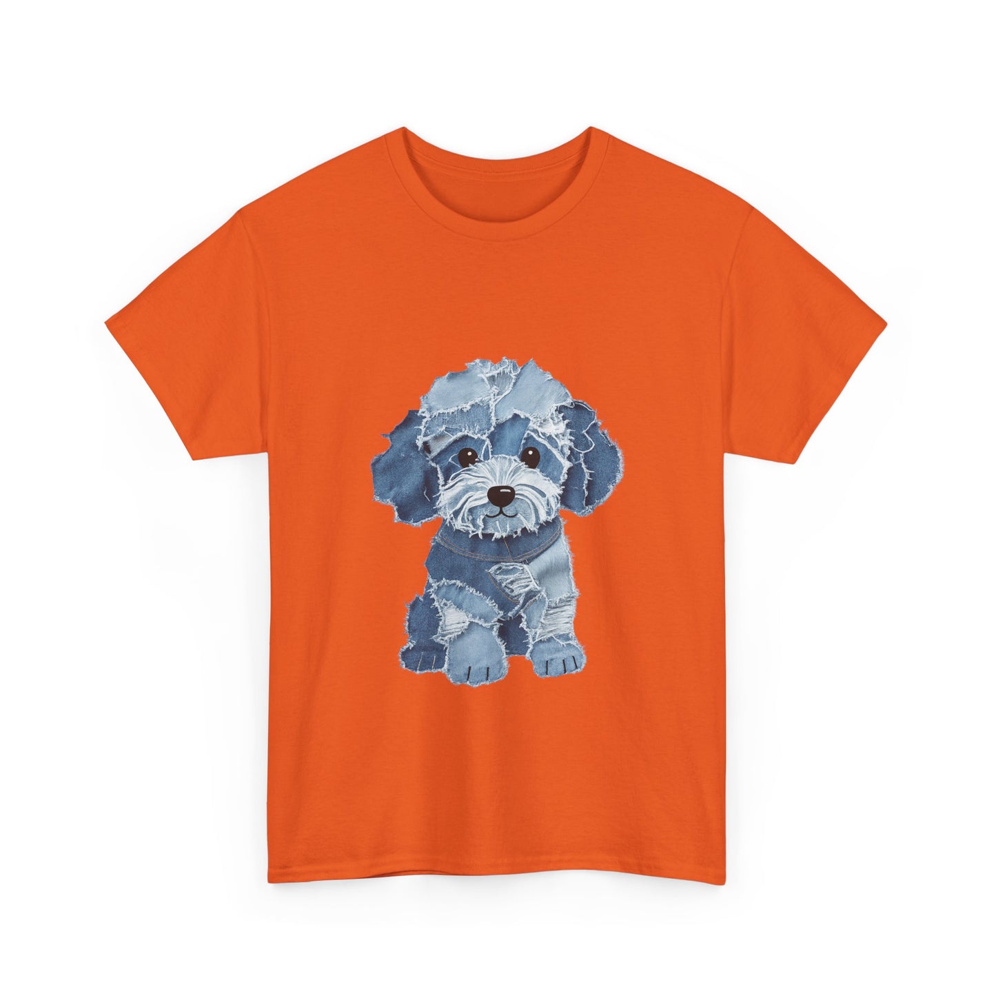 Blue Pup Unisex Heavy Cotton Tee, Dog Lover Gift, Pet Art T-Shirt, Casual Streetwear, Animal Lover Apparel