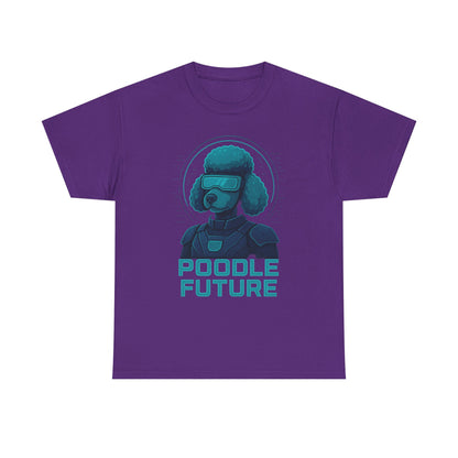 Poodle Future Graphic Tee, Unisex Heavy Cotton T-Shirt, Futuristic Dog Shirt, Pet Lover Gift, Casual Wear