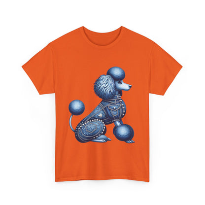 Blue Poodle Unisex Heavy Cotton Tee, Dog Lovers Gift, Fun Pet Apparel, Casual Outfit, Cute Animal Shirt