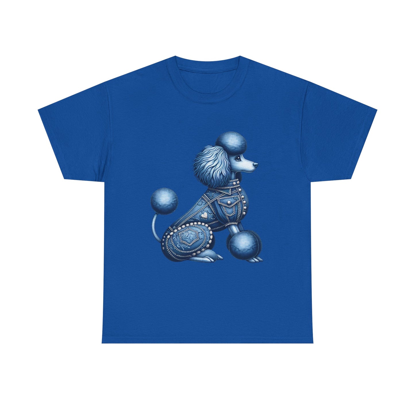 Blue Poodle Unisex Heavy Cotton Tee, Dog Lovers Gift, Fun Pet Apparel, Casual Outfit, Cute Animal Shirt