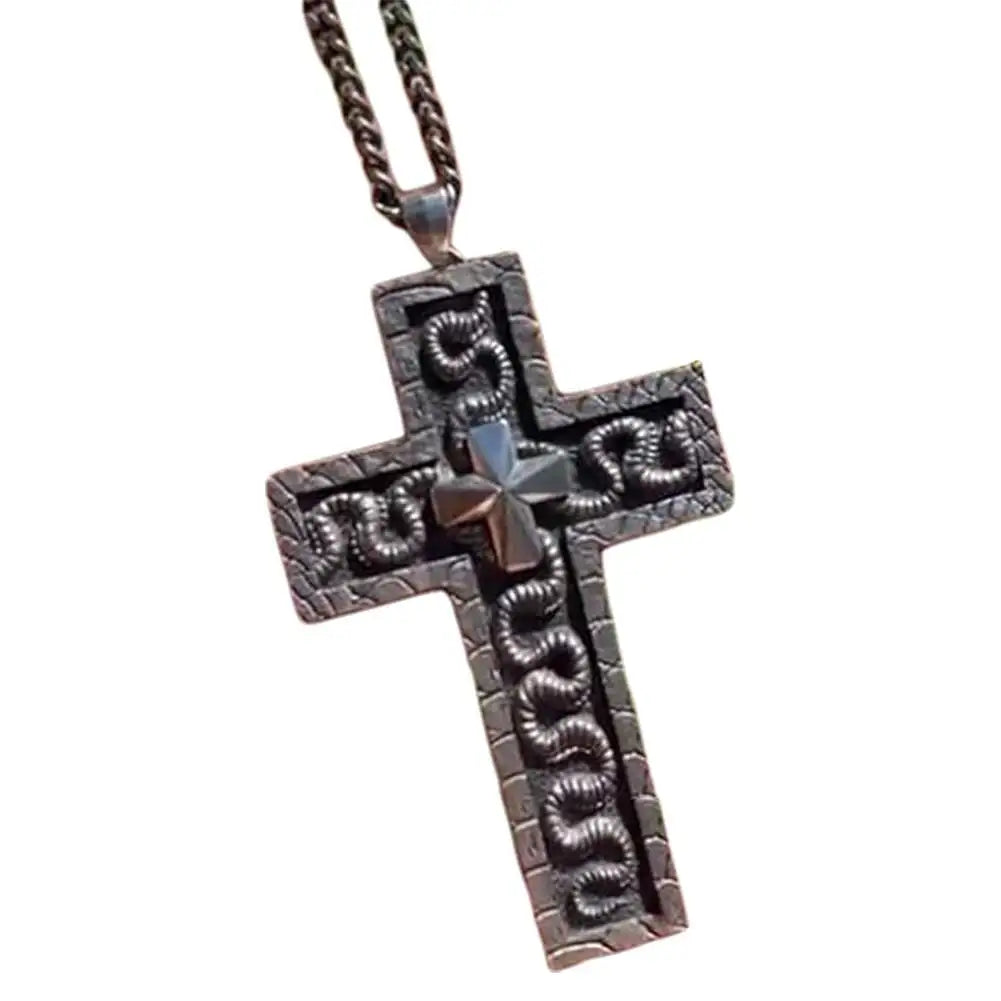 3D Metal Thanos Inspired Gothic Pendant Necklace – Hidden Compartment Cross, Octopus Tentacle Design, Vintage Steampunk Jewelry